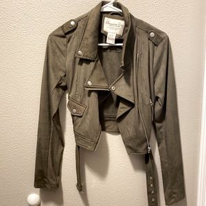 American Rag Olive Suade Crop Jacket.